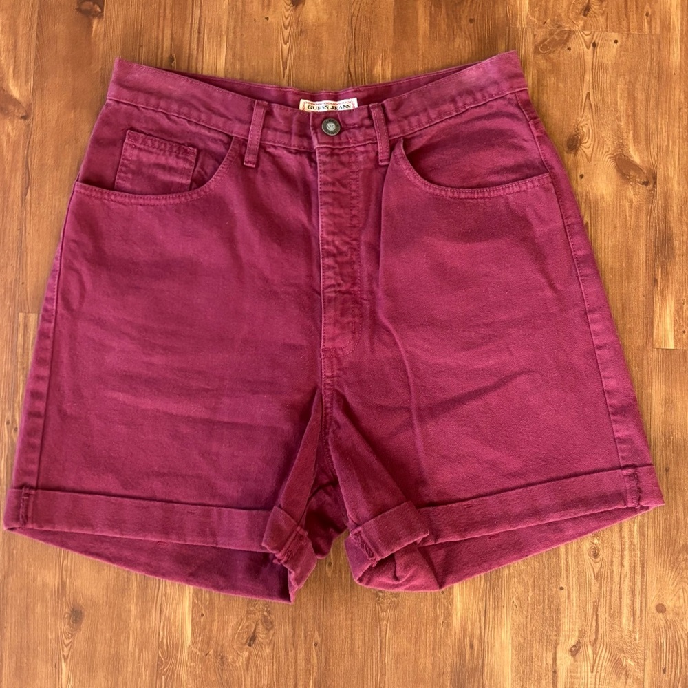 Vintage High-Waisted Burgundy Guess Shorts